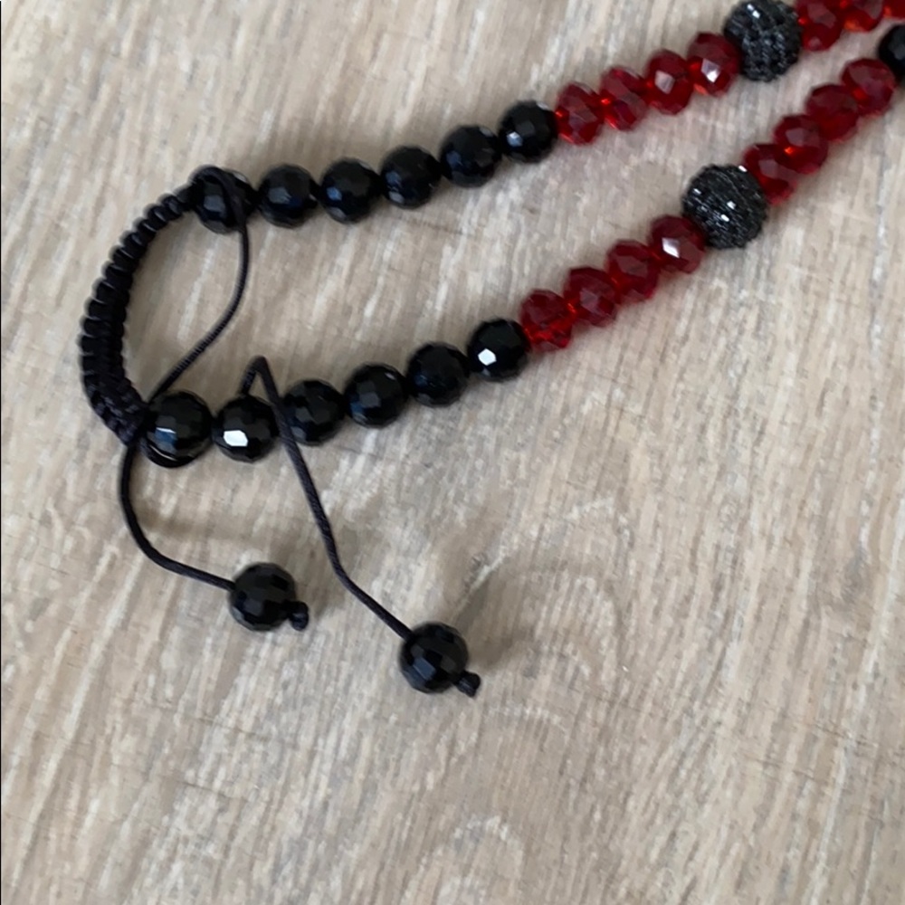 Eunice Jesus  cross rosary Shambala crystals red - Picture 4 of 5
